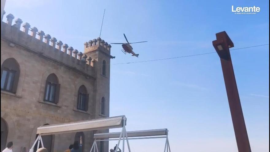 Intenta escalar un tramo del Castell de Xàtiva... y acaba rescatado por los bomberos en un torreón