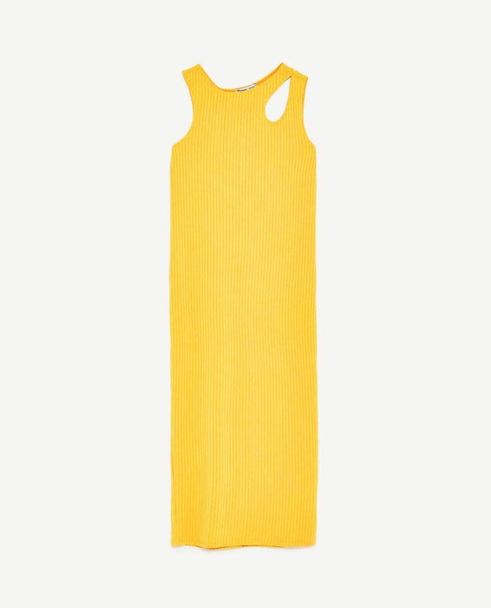 Vestido asimétrico amarillo de Zara (Precio: 12.99)