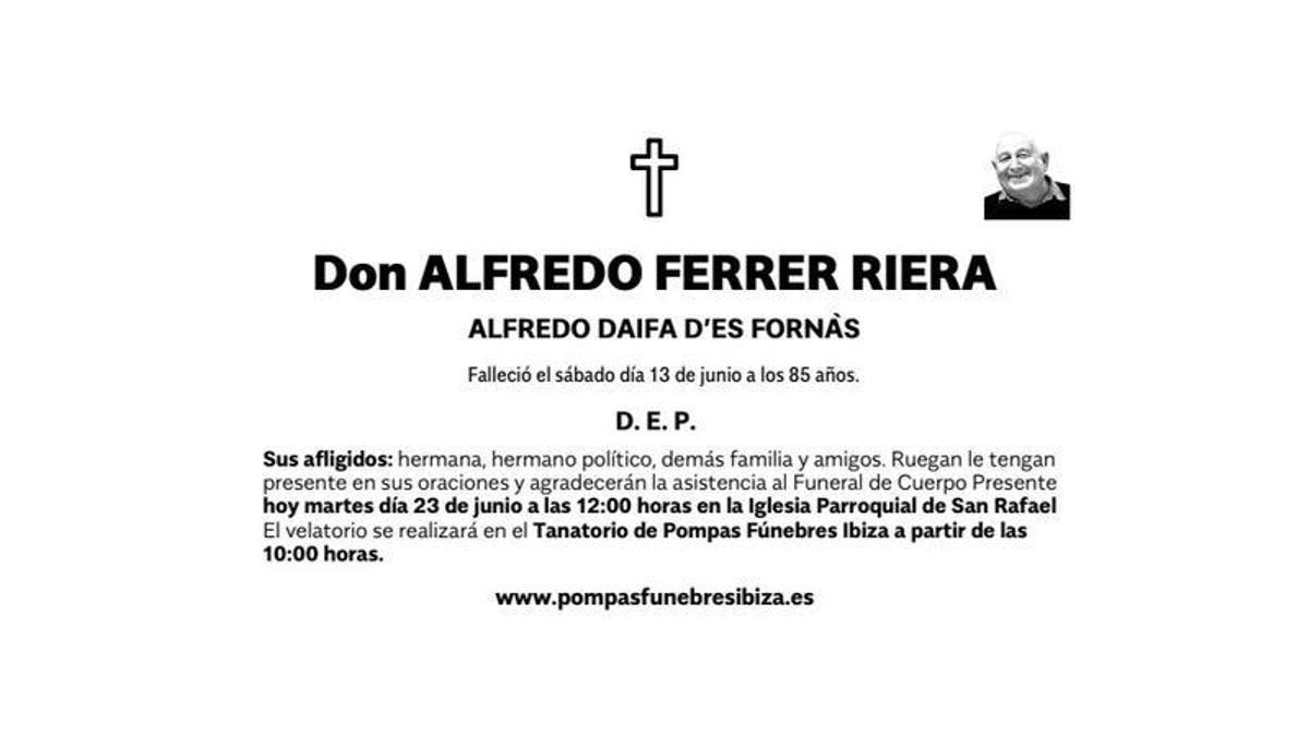 Esquela Alfredo Ferrer Riera