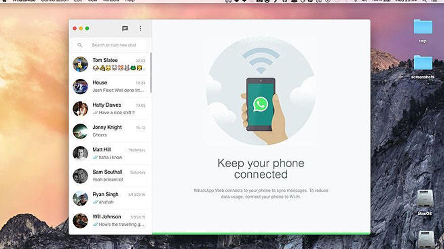 Apariencia de WhatsApp en el programa para Mac.