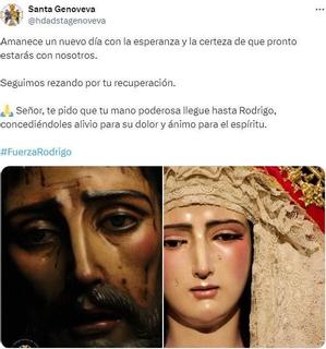 Fuerza Rodrigo: las redes sociales se vuelcan con el cofrade de Santa Genoveva herido en labores de priostía