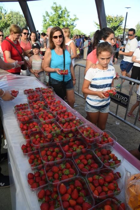 Colas para tomar fresas en las Fiestas de Eirís