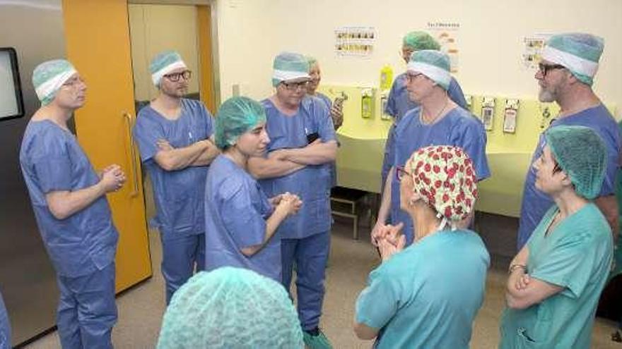 Médicos del HUCA y de Suecia, ayer, en una reunión formativa.