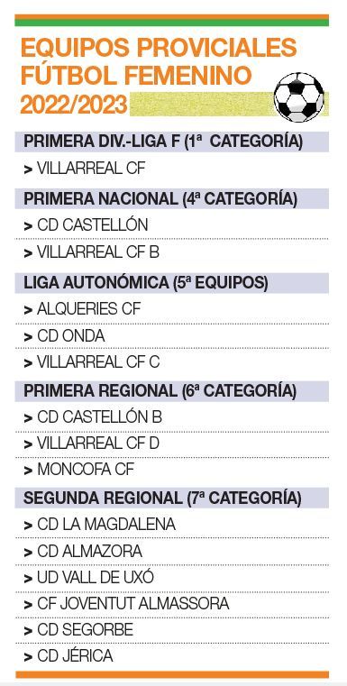 Los equipos provinciales femeninos de Castellón, en cada categoría.