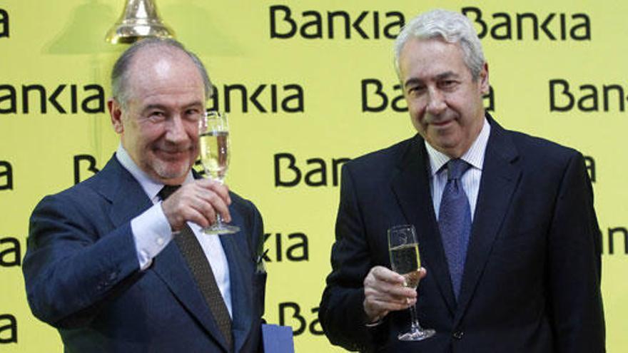 Rodrigo Rato y Antonio Zoido en la salida a Bolsa de Bankia.