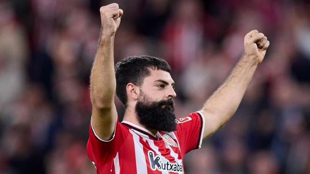 Villalibre celebra un gol con el Athletic.