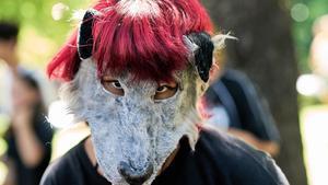 Imagen de un therian durante un encuentro de therians en una plaza de Buenos Aires (Argentina)