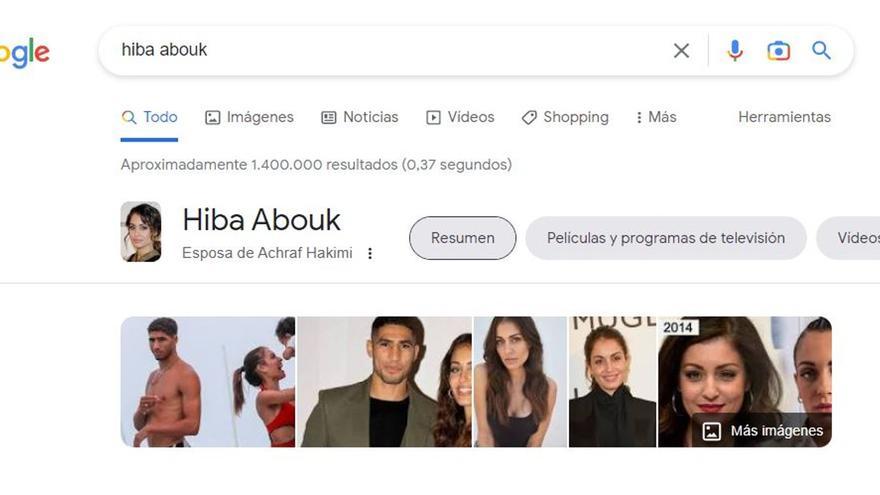 El machismo de Google: la actriz Hiba Abouk es &quot;esposa de Achraf Hakimi&quot;