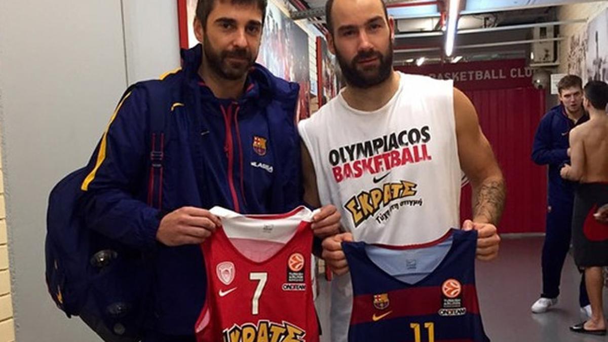 Navarro y Spanoulis, en el Pabellón de La Paz y la Amistad