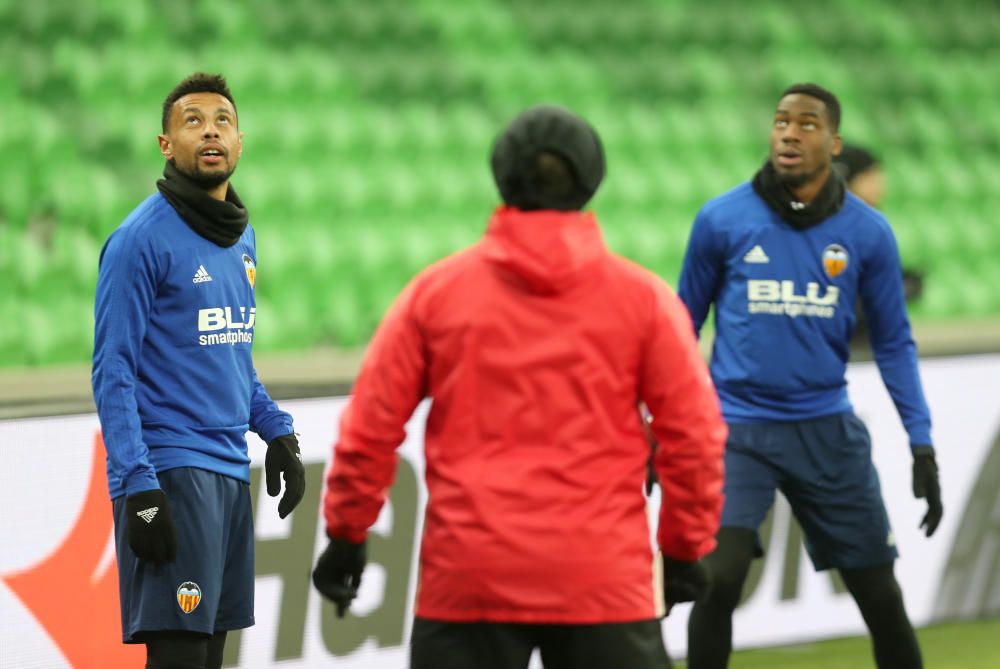 Entrenamiento del Valencia CF previo al partido ante el Krasnodar