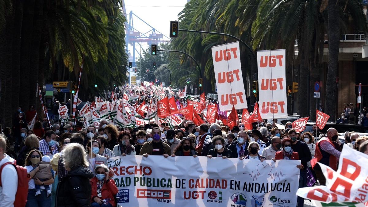 Manifestación por la sanidad pública en Málaga.
