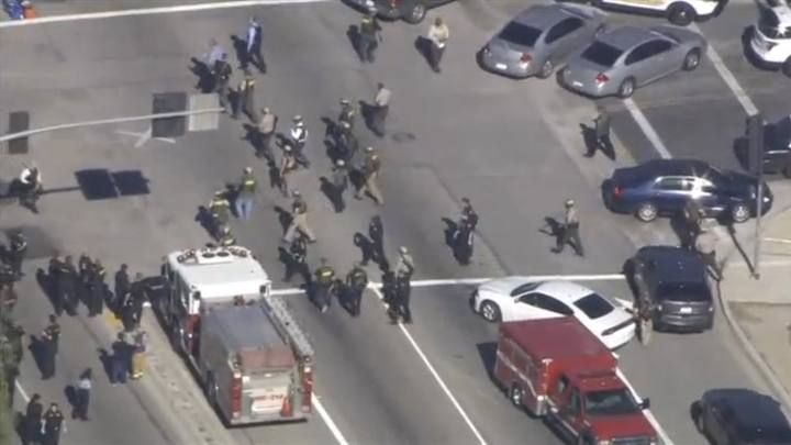 First responders at a scene of shooting in San Bernardino California