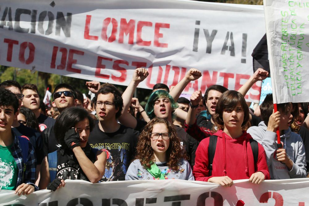 En la segunda de las dos jornadas de huelga, los jóvenes de la capital protagonizan una marcha hasta el Rectorado