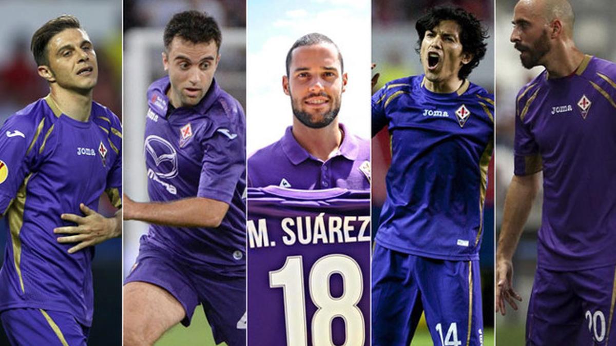 Joaquín, Rossi, Mario Suárez, Matías Fernández y Borja Valero, jugadores de la Fiorentina