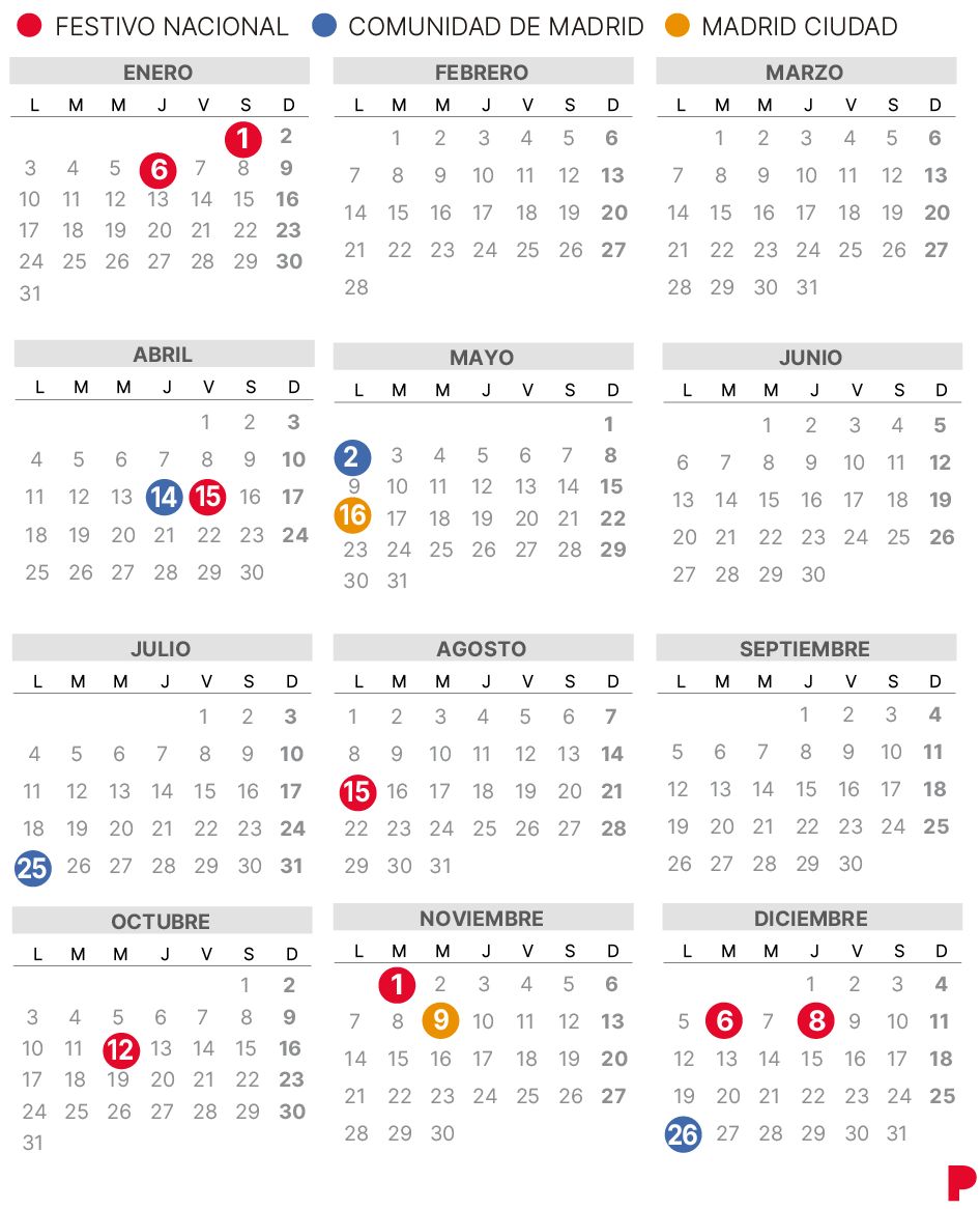 Calendario laboral Madrid 2022