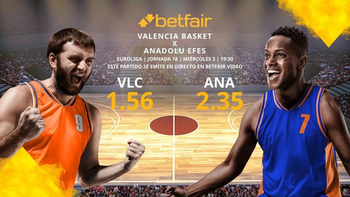 Valencia Basket vs. Anadolu Efes SK: horario, TV, estadísticas, clasificación y pronósticos