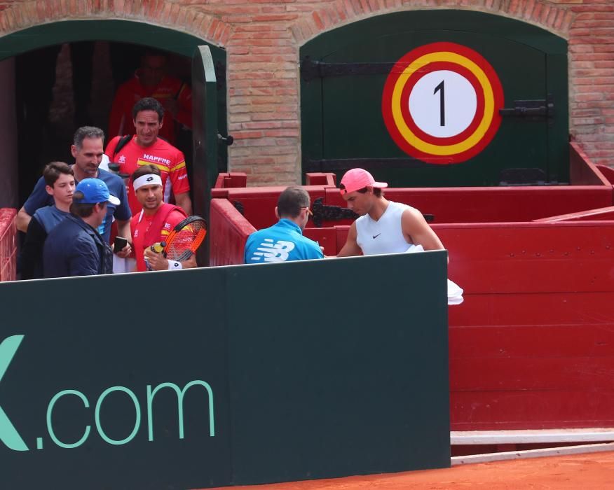 Rafa Nadal y David Ferrer entrenan en Valencia