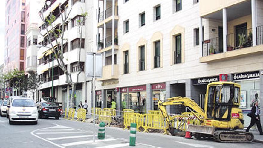 Las obras en la calle Sant Miquel, que han empezado en la parte de la gasolinera.