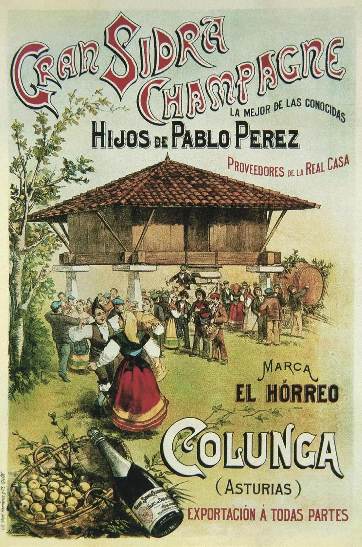 Una etiqueta de sidra El Hórreo, de Colunga.