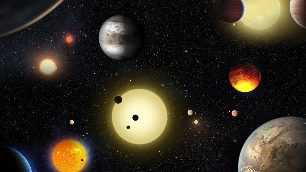 Imagen cedida por la NASA de un concepto artístico de planetas descubiertos por el telescopio espacial 'Kepler'.