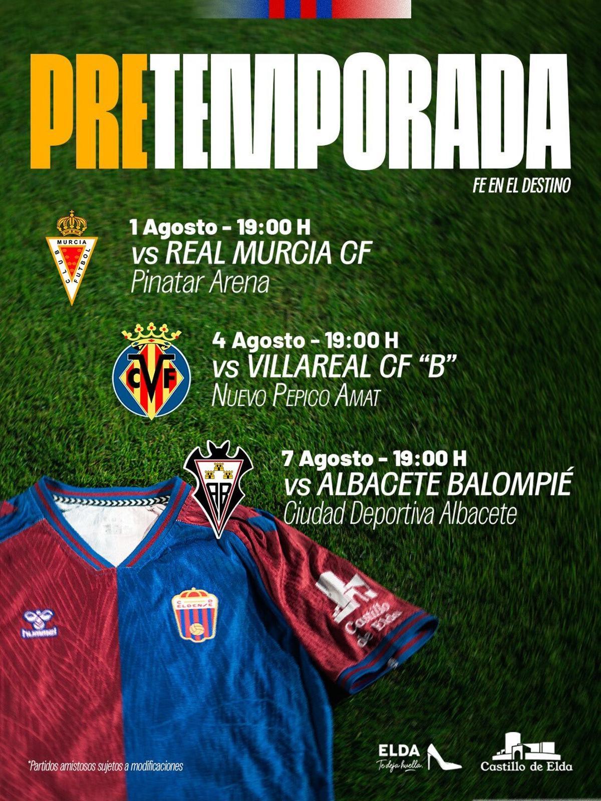 Diseño de los últimos tres partidos del Eldense en su pretemporada.