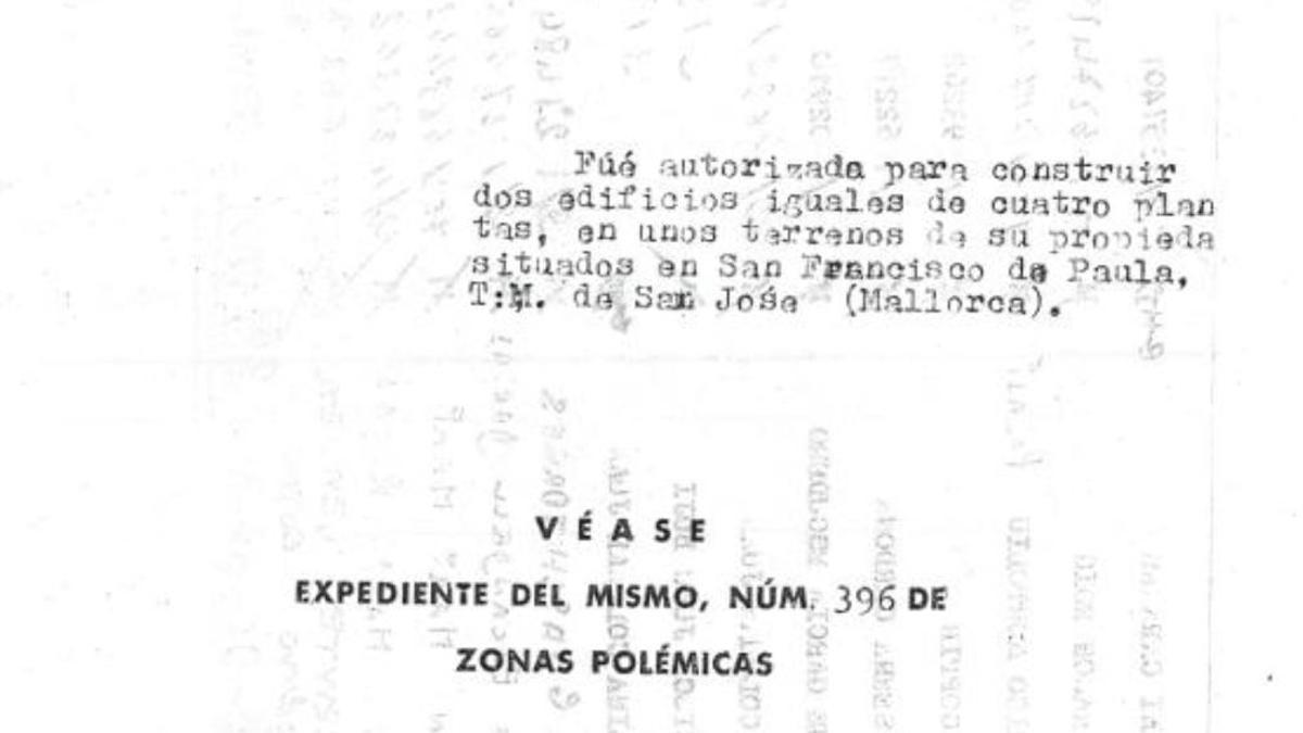 Portada de la autorización de la Capitanía General de Baleares para la construcción de los dos edificios en es Codolar.