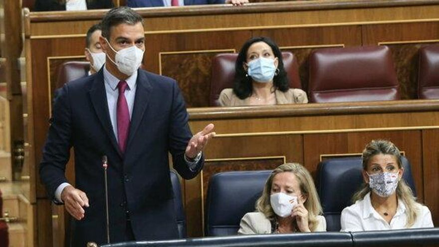 El president del govern espanyol, Pedro Sánchez, durant la sessió de control al Congrés