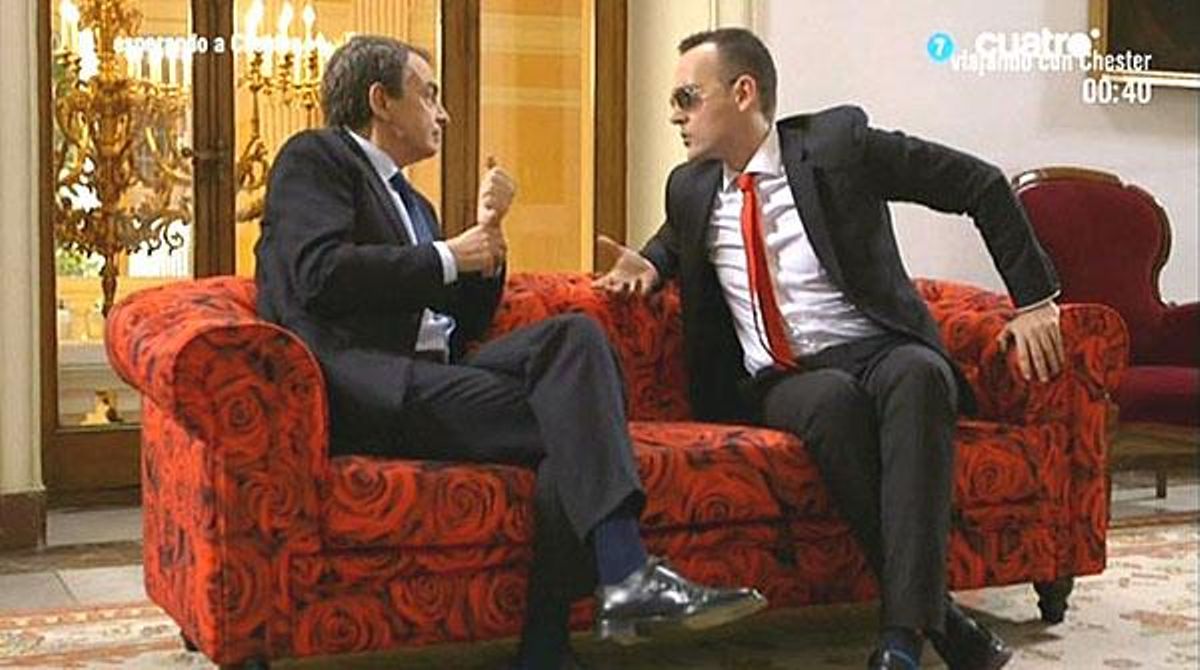 Risto Mejide amb Zapatero (‘Viajando con Chester’, Cuatro).