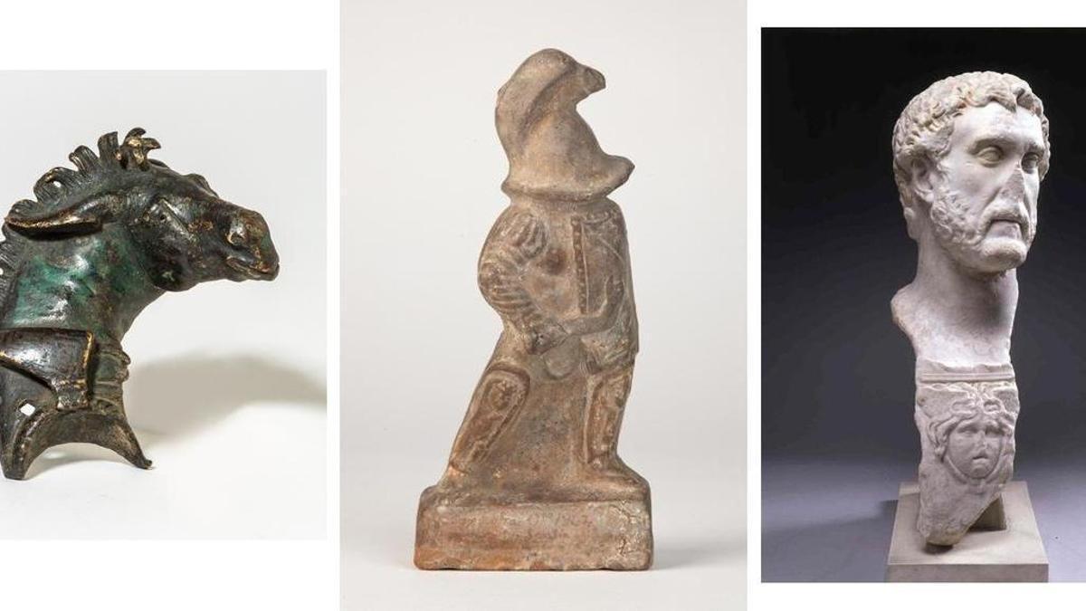Tres de las 33 piezas que se han solicitado al Museo Arqueológico de Madrid.