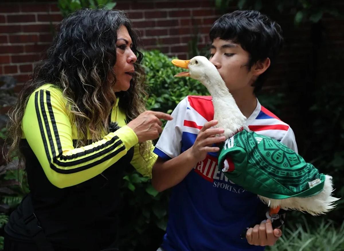 Merlín con sus dueños, la familia Gómez