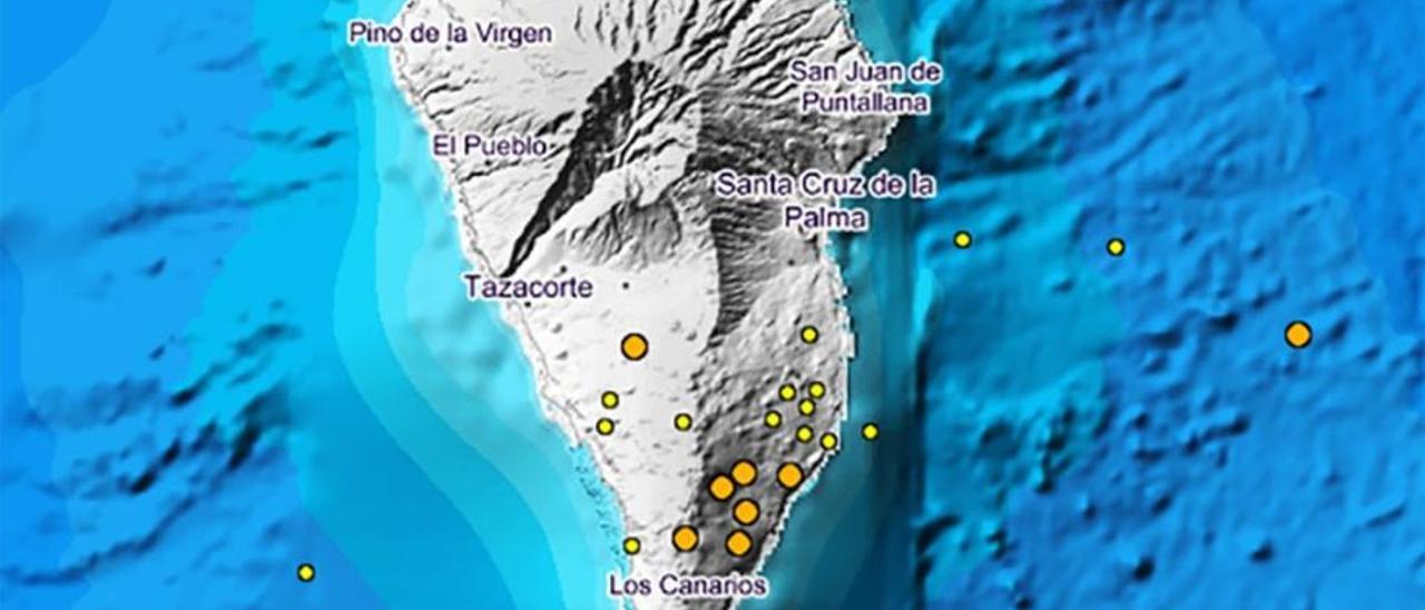 Detectados 58 terremotos en La Palma desde el sábado.