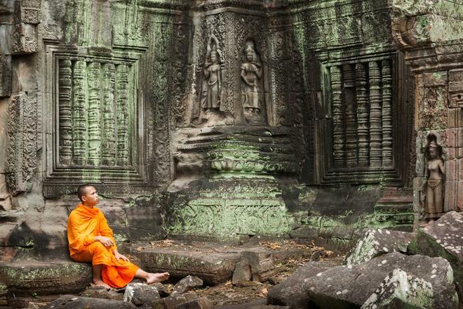 Monje, ruinas, angkor wat