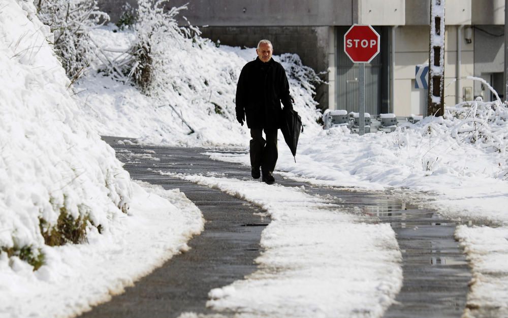 Un manto blanco de nieve cubre el interior de Lugo