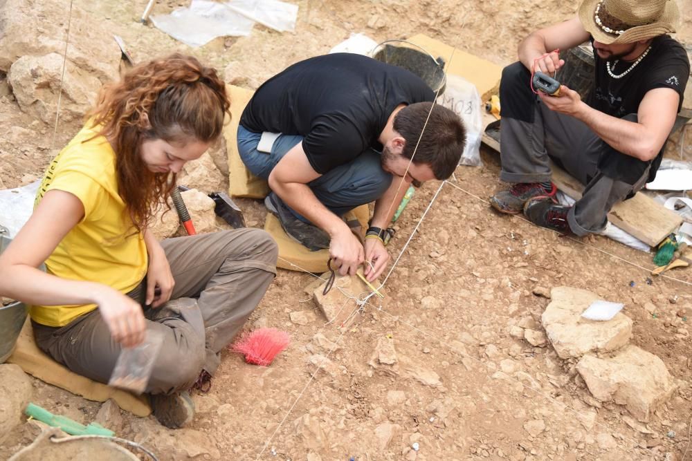 Fotos de la campanya d'excavacions d'enguany a les coves de les Teixoneres de Moià. S'hi han trobat tres dents de neandertal, una d'adult.