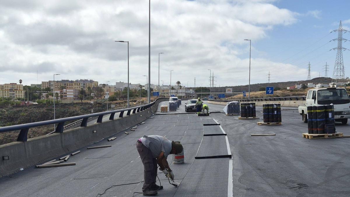 El viaducto del Guiniguada abre este lunes por la tarde en ambos sentidos