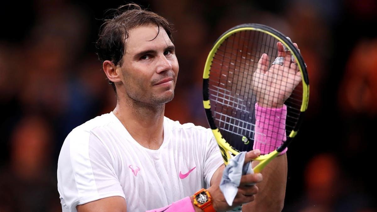 Nadal celebra su triunfo en París, el 1 de noviembre del 2019