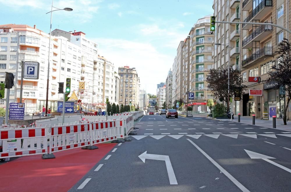La reforma de la calle, del parque infantil y el carril bici convierten el vial en un complejo zigzag para los conductores en sentido Gran Vía.
