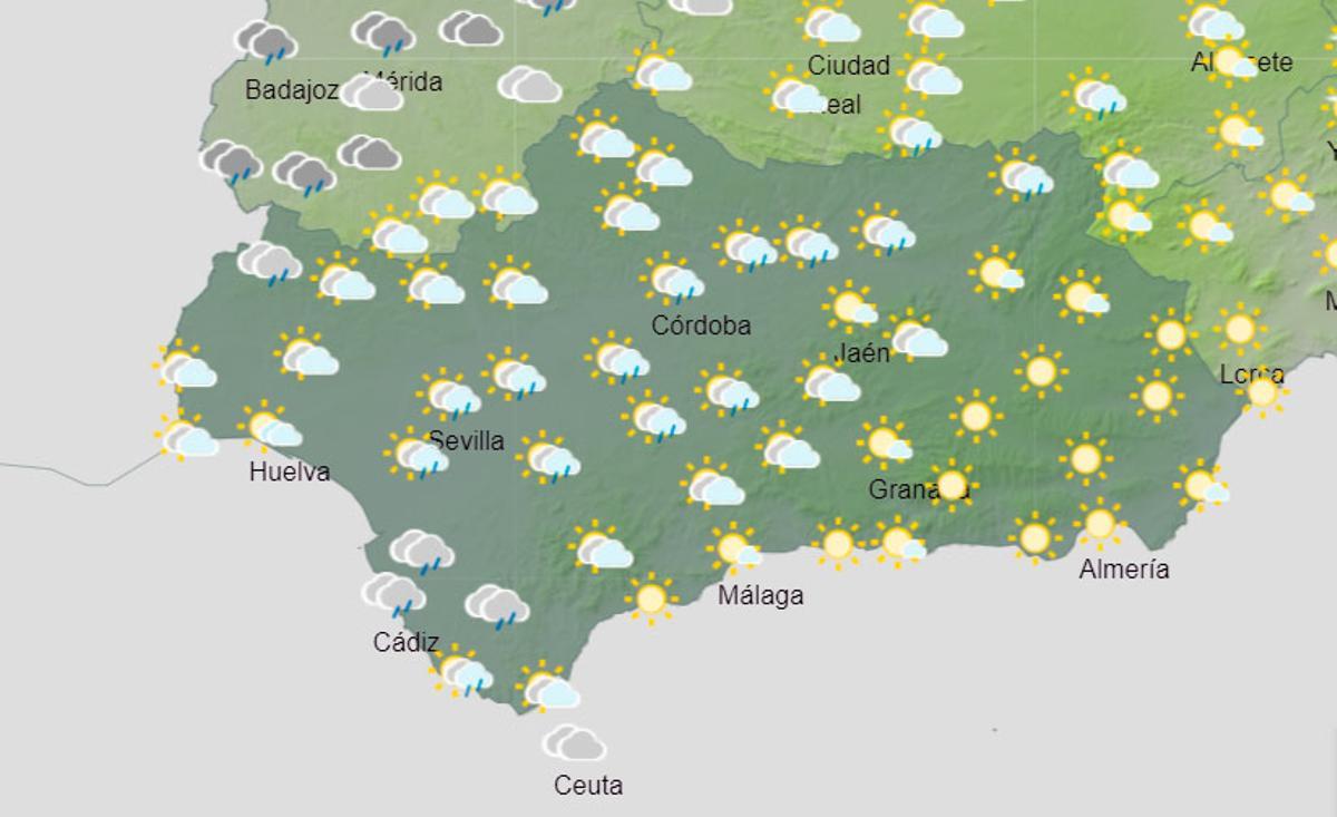 Previsión de Aemet para este jueves de 06.00 a 12.00 horas de la mañana.