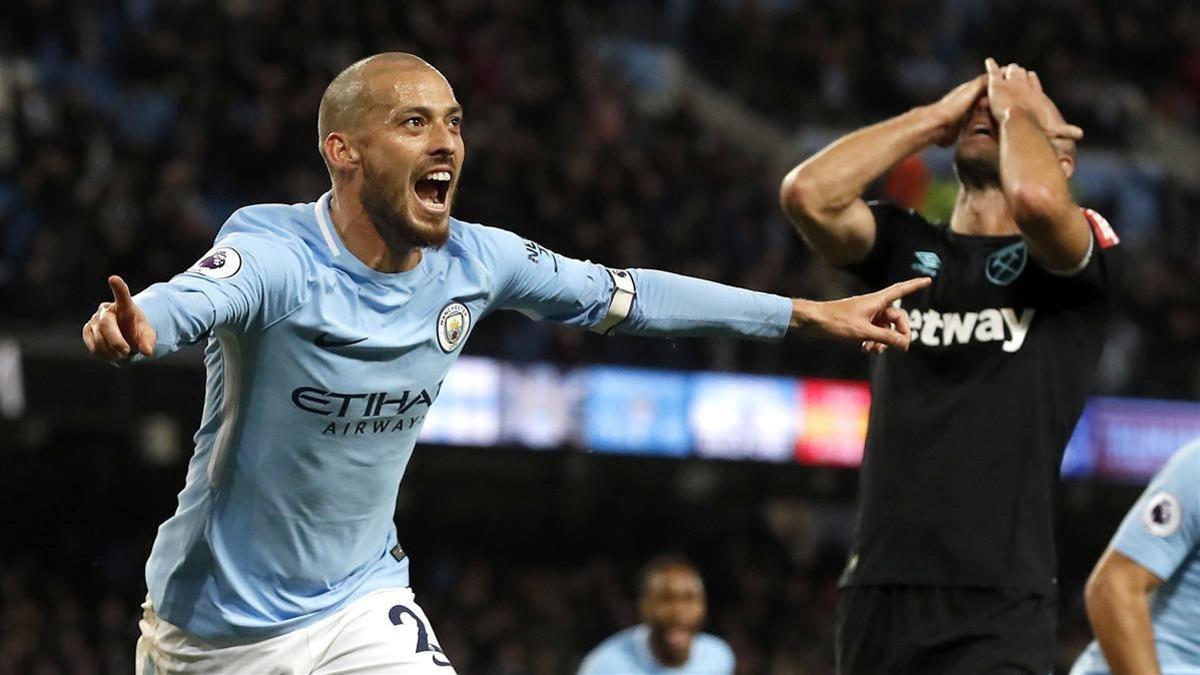 Silva celebra el gol del triunfo.