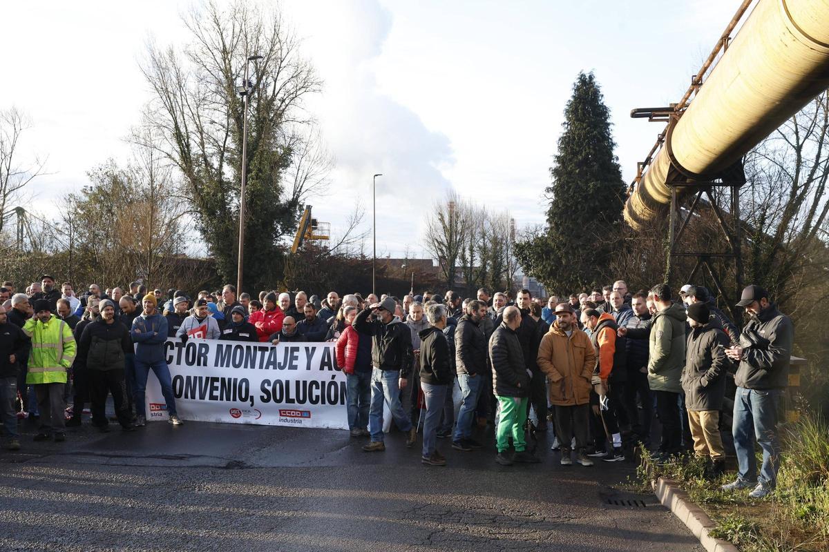 La huelga de la industria auxiliar asturiana, en imágenes