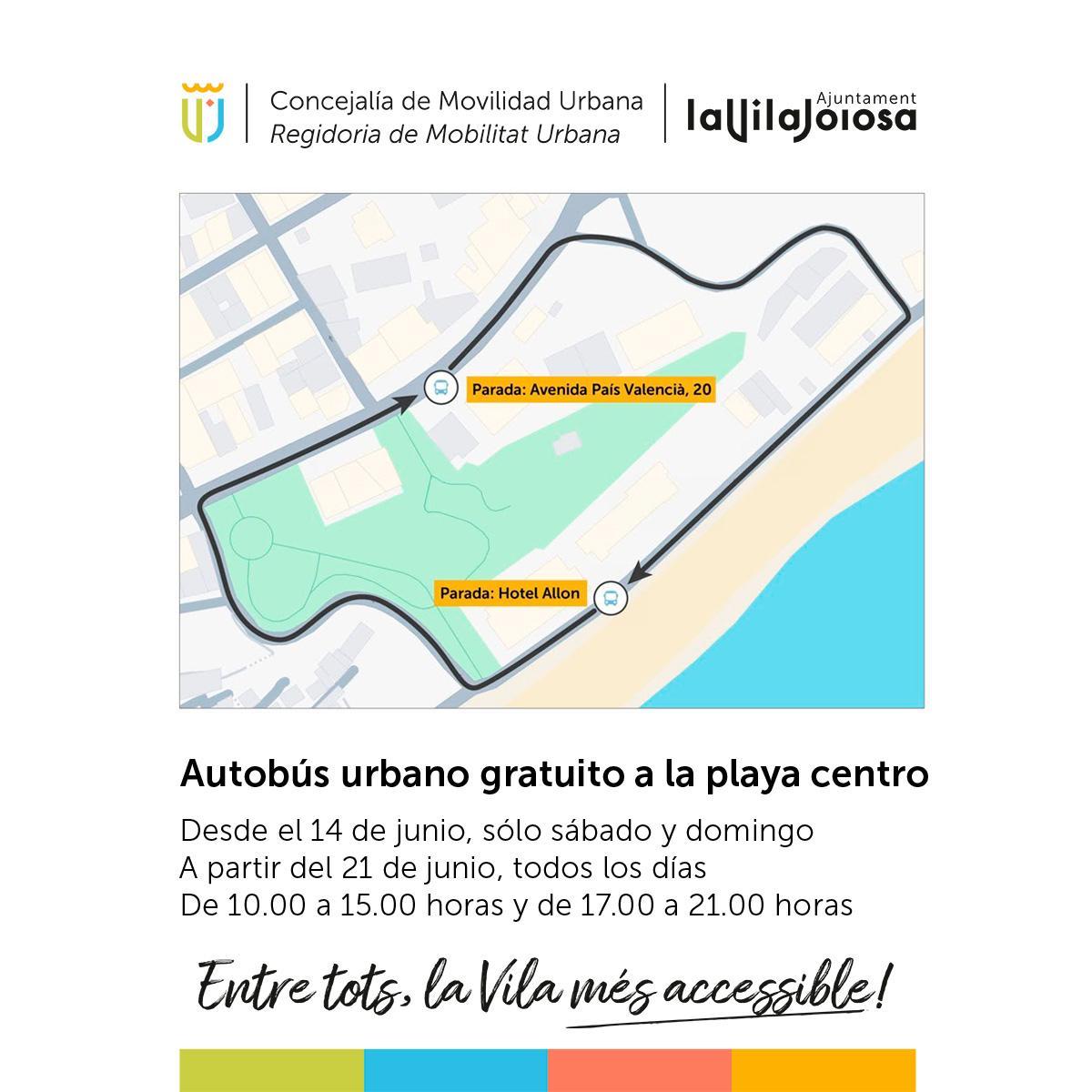 El plano del autobús "lanzadera" de La Vila para este verano.