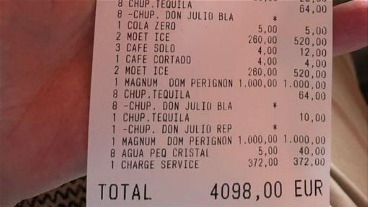 La factura del restaurante de Marbella que se hizo viral.