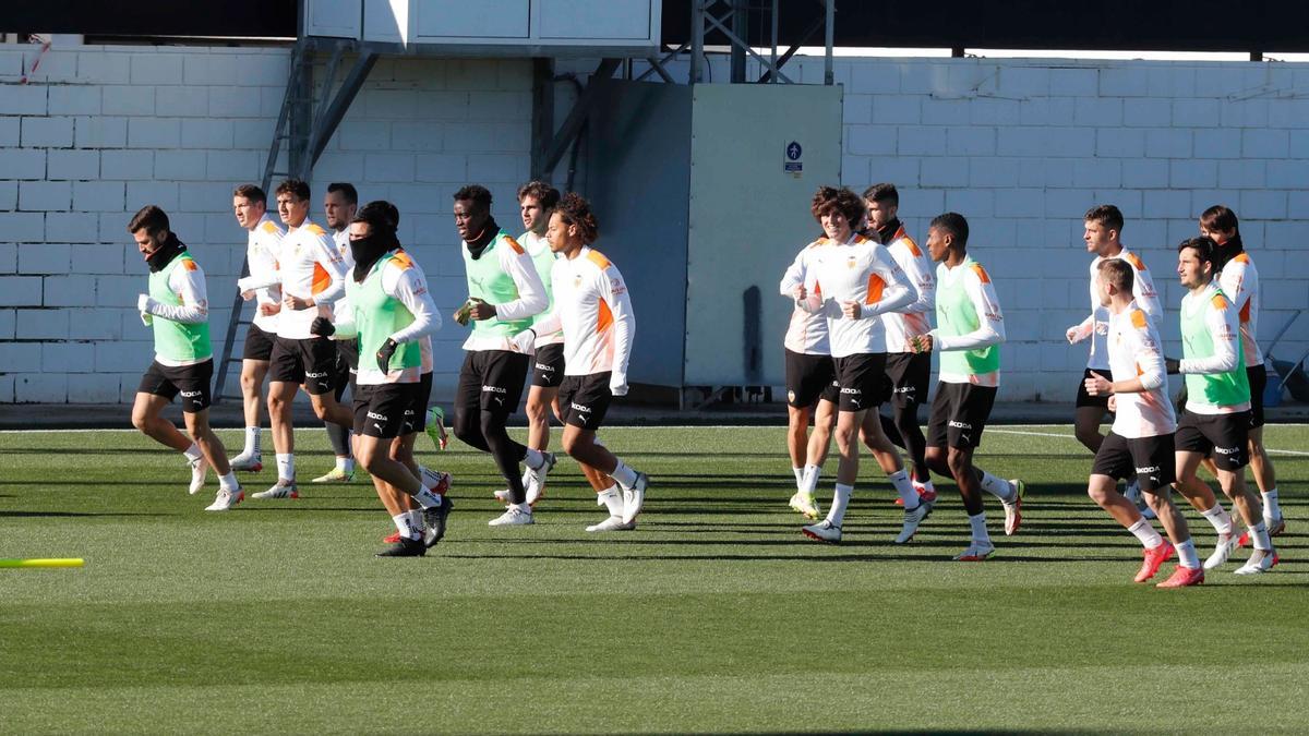 Una imagen de la sesión previa al Real Madrid-Valencia