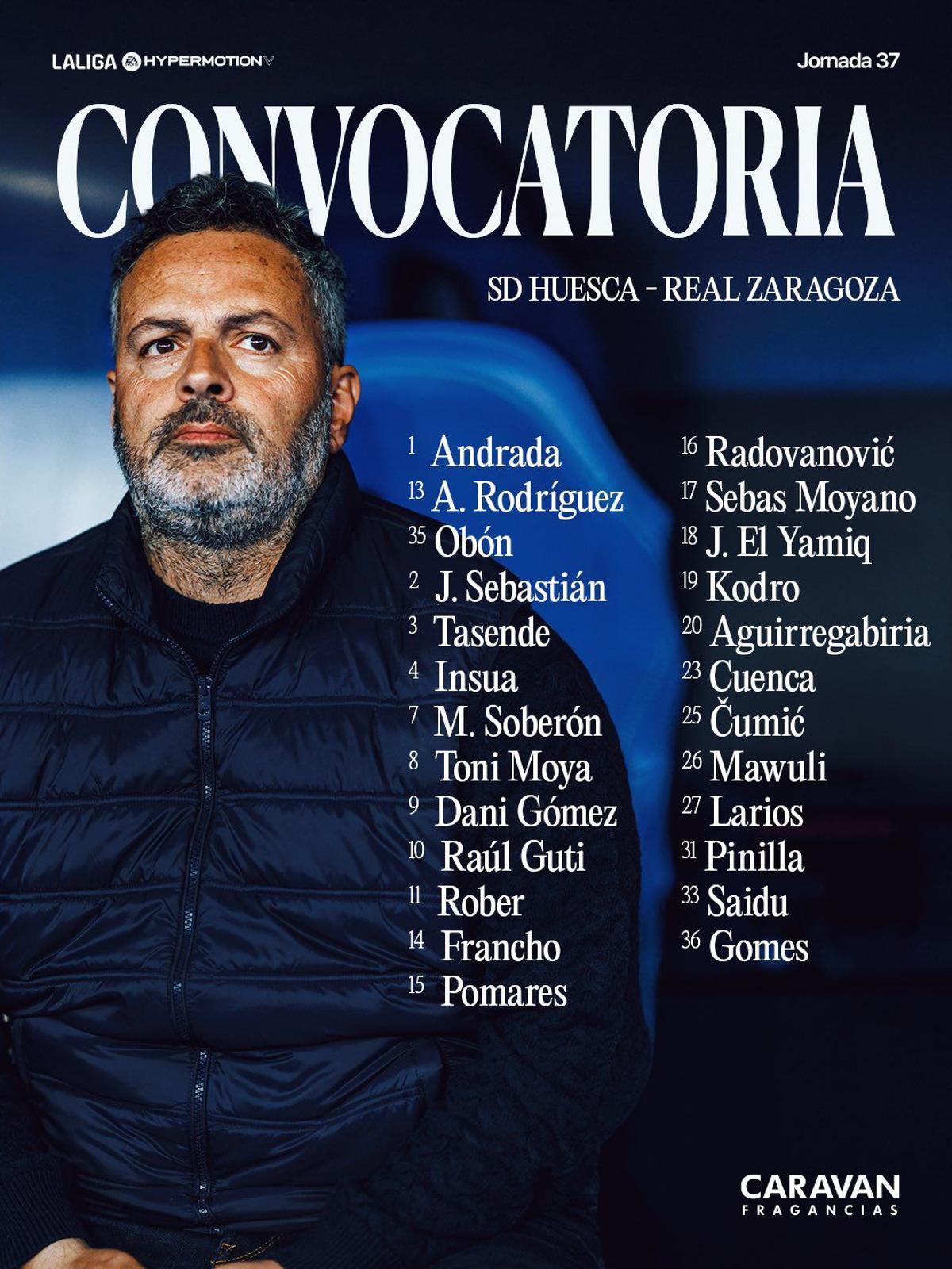 Lista de 25 convocados ante el Huesca.