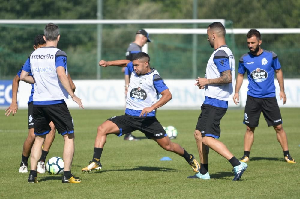 Entrenamiento en la ciudad deportiva de Abegondo el 16 de agosto de 2017.