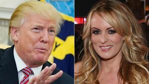 Fotos de archivo del presidente de Estados Unidos, Donald Trump y la actriz porno, Stormy Daniels. 