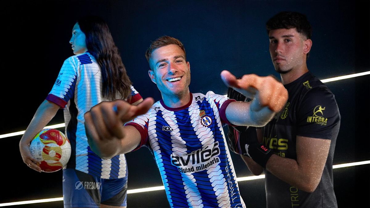 El Avilés, de gala: todos los detalles de la nueva camiseta blanquiazul (que estrenarán hoy)