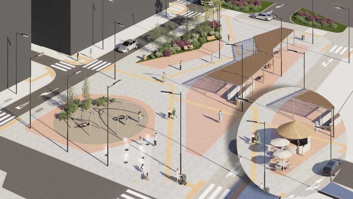 Nuevo render del anteproyecto de la plaza de La Montañeta, ahora sin el quiosco inicialmente propuesto.