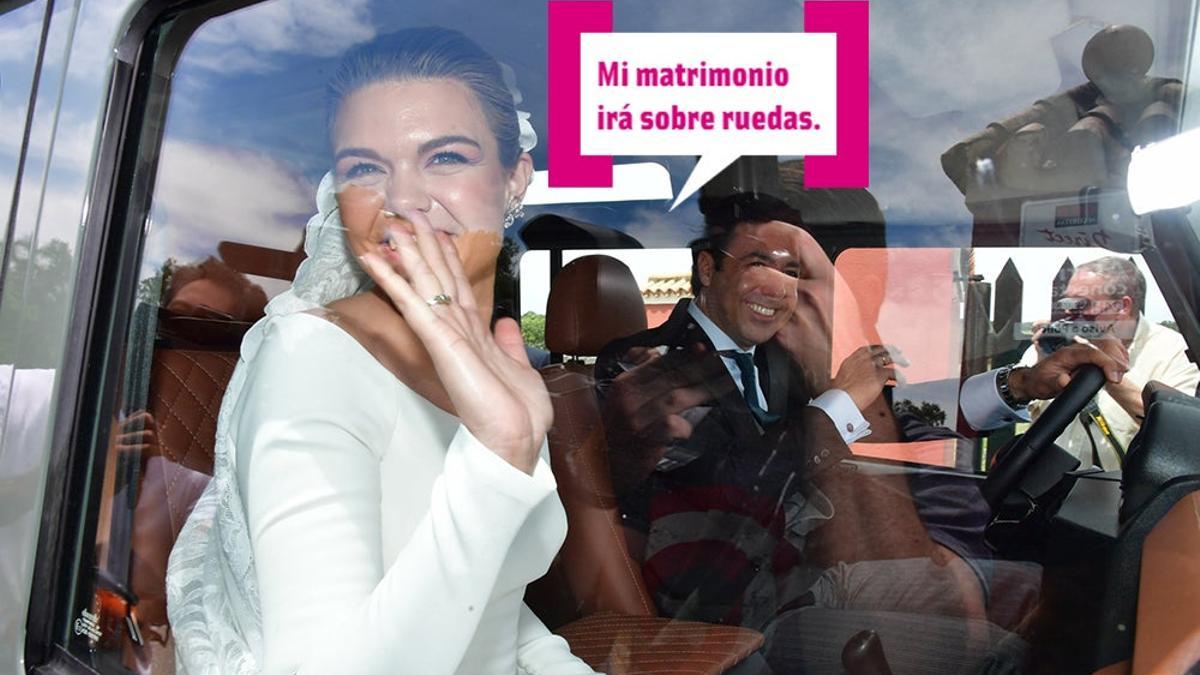 Patricia Ruiz Rato en el coche el dia de su boda
