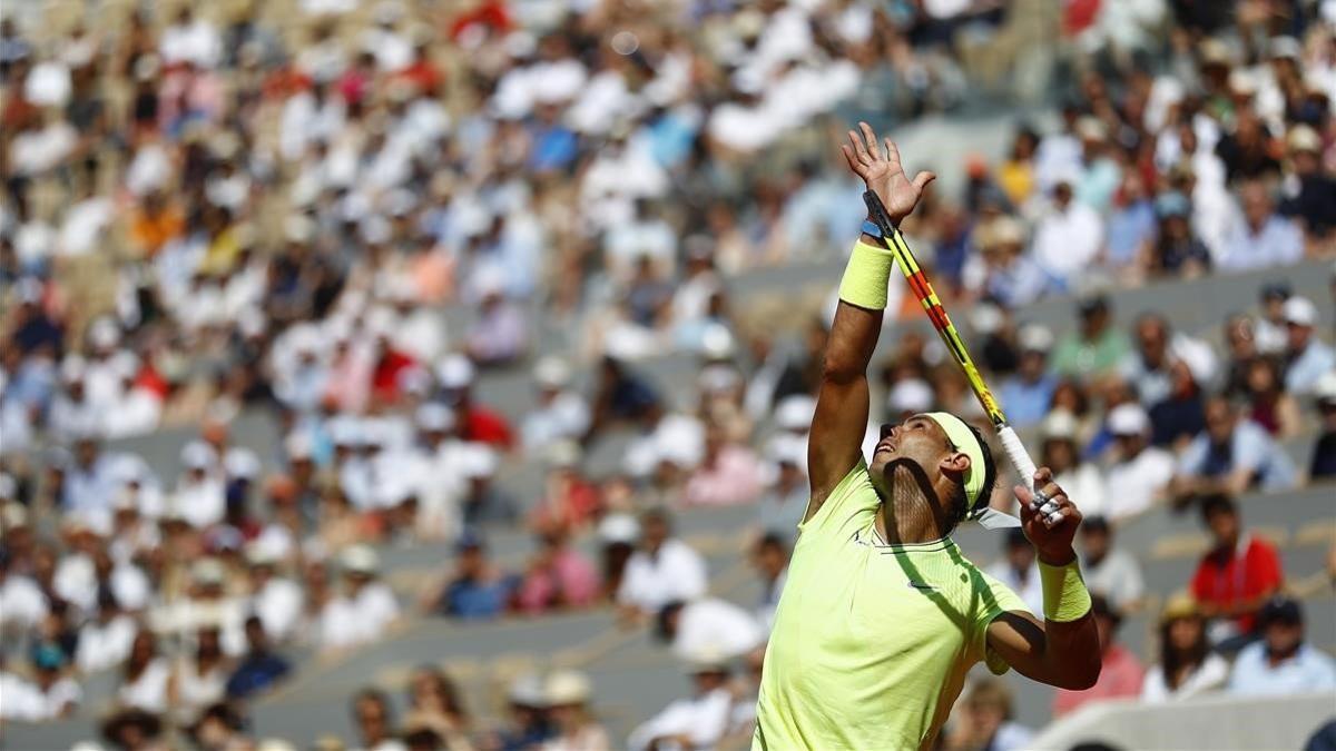 Nadal durante el partido contra el argentino Londero en Roland Garros.